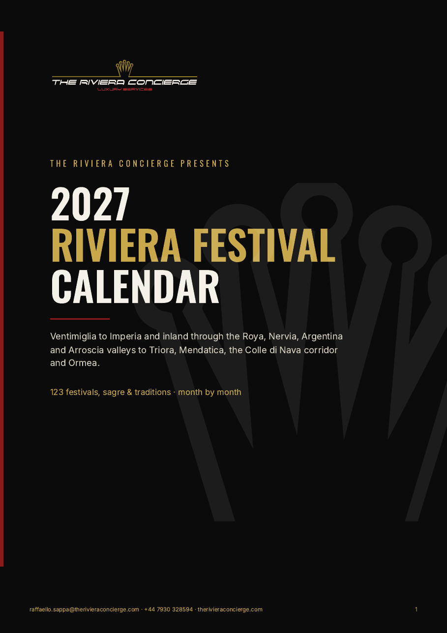 Cover of the 2027 Riviera Festival Calendar PDF